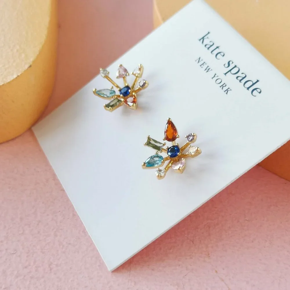 Kate Spade - Firework Floral Multi color Gold Studs Earrings